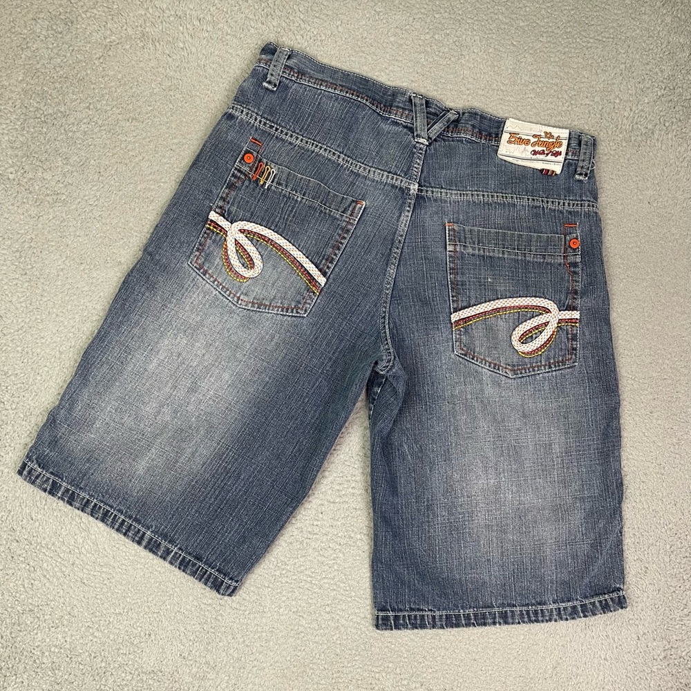 Vintage y2k embroidered‎ baggy jean shorts